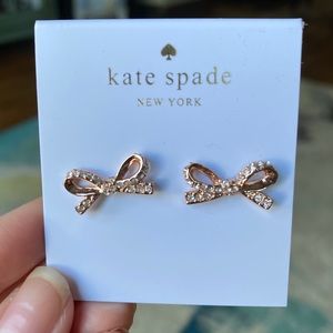 NWT Kate Spade Gold and Crystal Bow Earrings